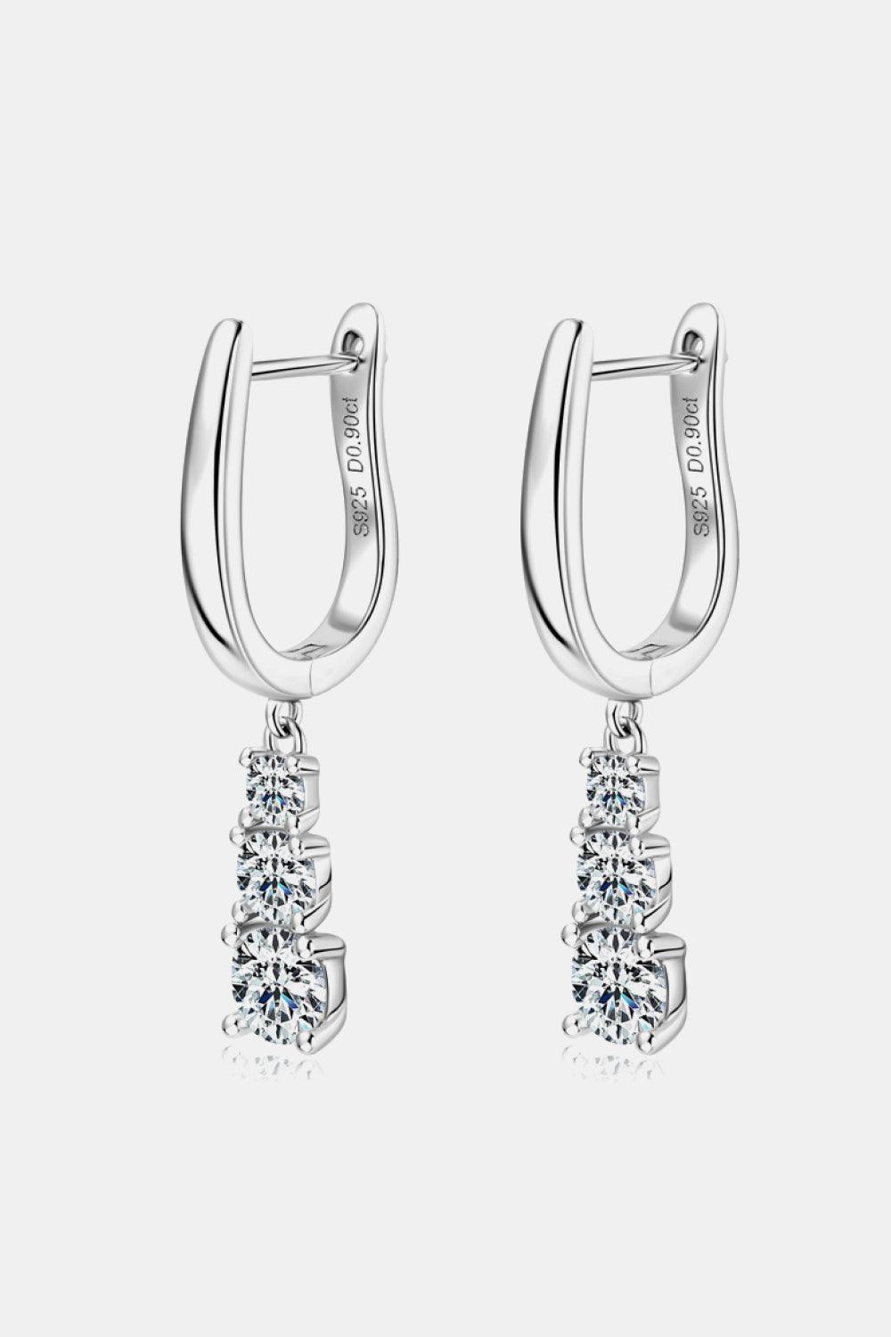 1.8 Carat Moissanite 925 Sterling Silver Drop Earrings CaRaUaNa Fashion