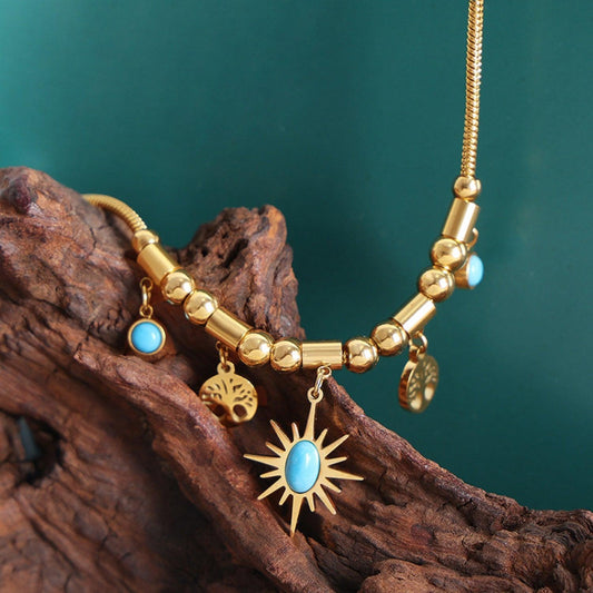 Gold-Plated Titanium Steel Charm Necklace Carauana Store