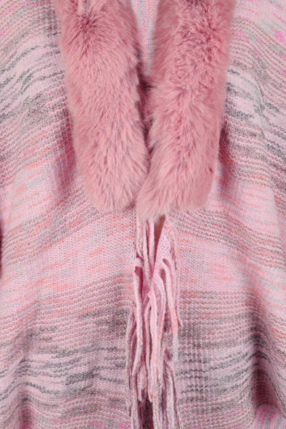 Open Front Fringe Hem Poncho Carauana Store