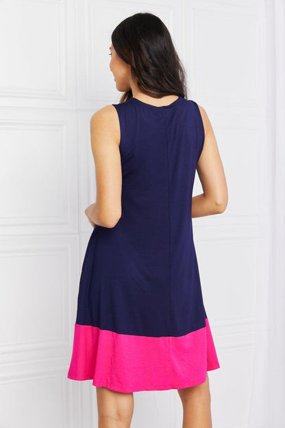 Yelete Full Size Two-Tone Sleeveless Mini Dress with Pockets Carauana Store