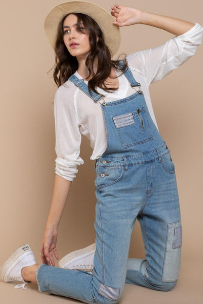 POL Front Chest Zipper Slim Leg Denim Overalls Carauana Store