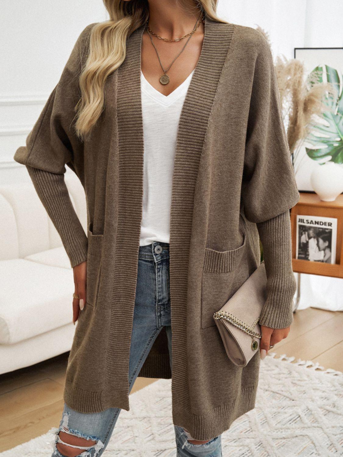 Devine Open Front Long Sleeve Cardigan Carauana Store