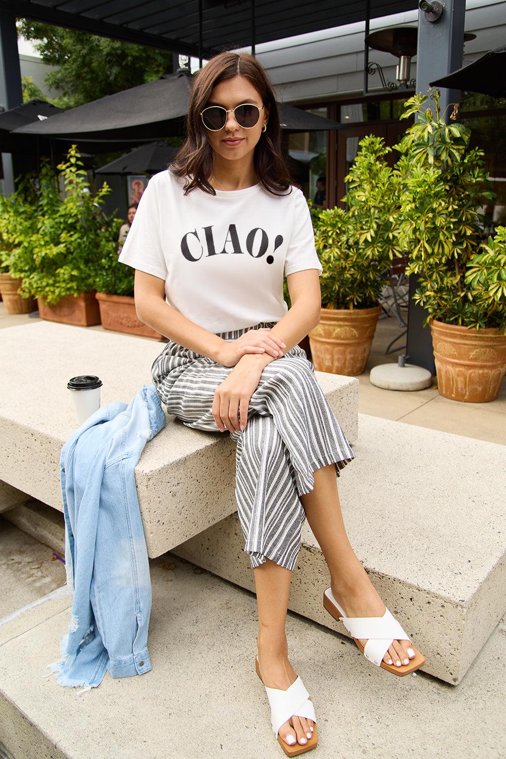 Simply Love Full Size CIAO Round Neck T-Shirt Carauana Store