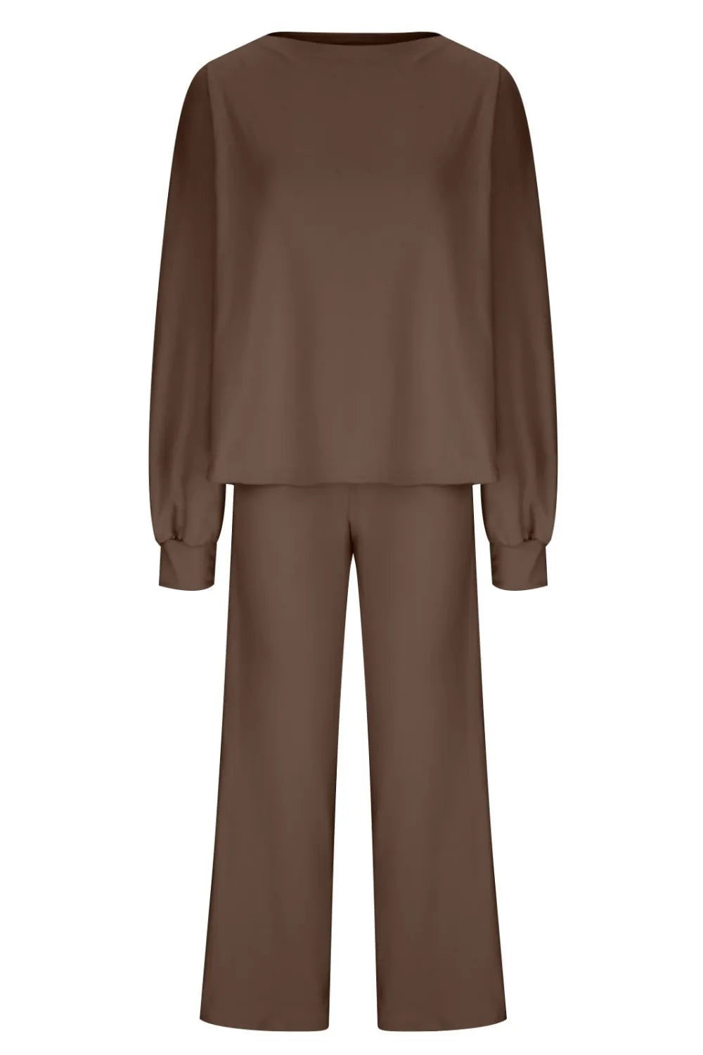 Round Neck Long Sleeve Top and Pants Set Carauana Store