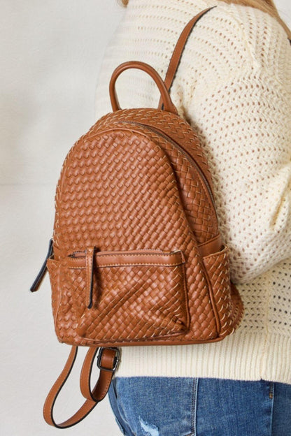 SHOMICO PU Leather Woven Backpack Carauana Store