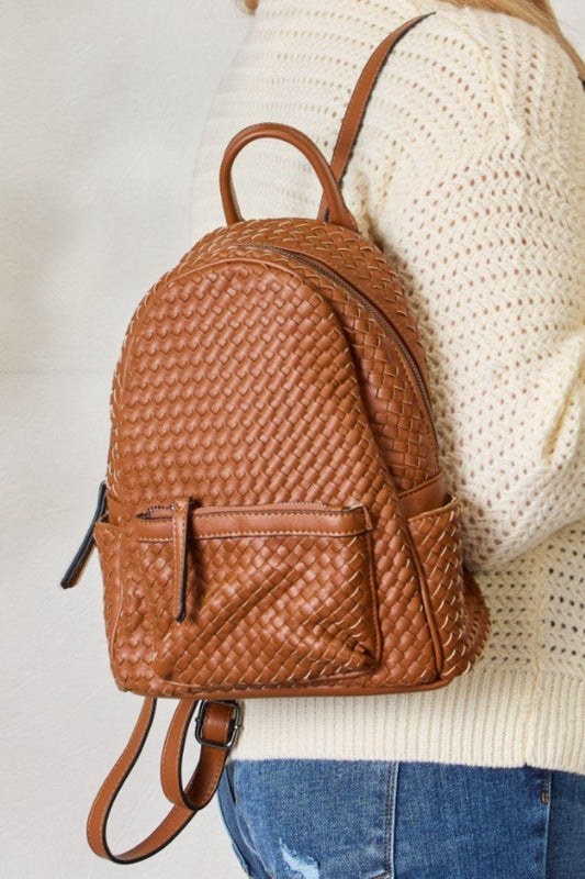 SHOMICO PU Leather Woven Backpack Carauana Store