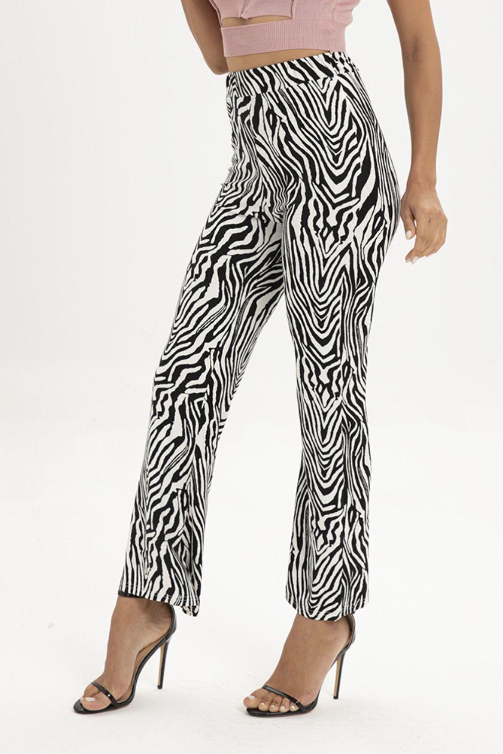Zebra Print Straight Leg Pants CaRaUaNa Fashion