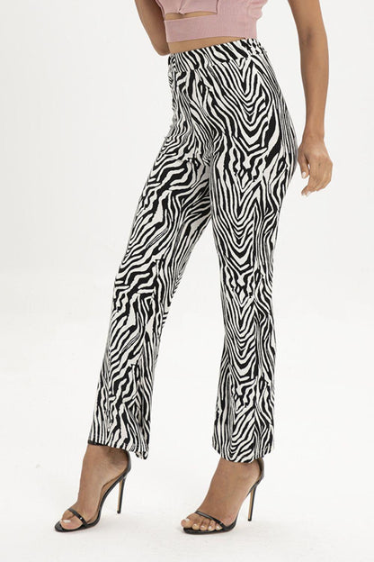 Zebra Print Straight Leg Pants CaRaUaNa Fashion