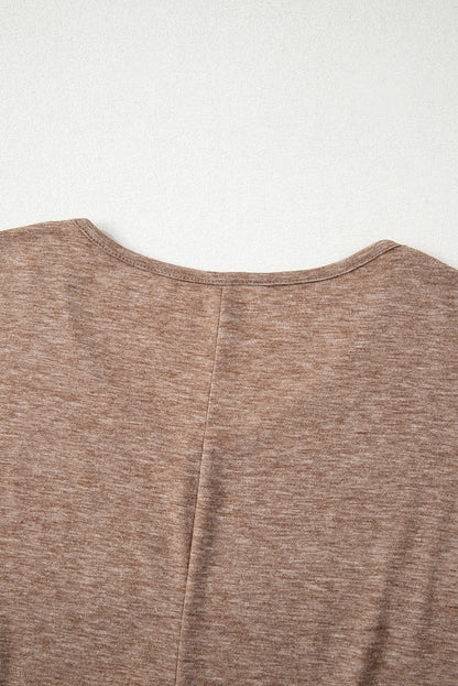 DUNE Solid Colour V-Neck Double Layer Sleeve Loose T-Shirt
