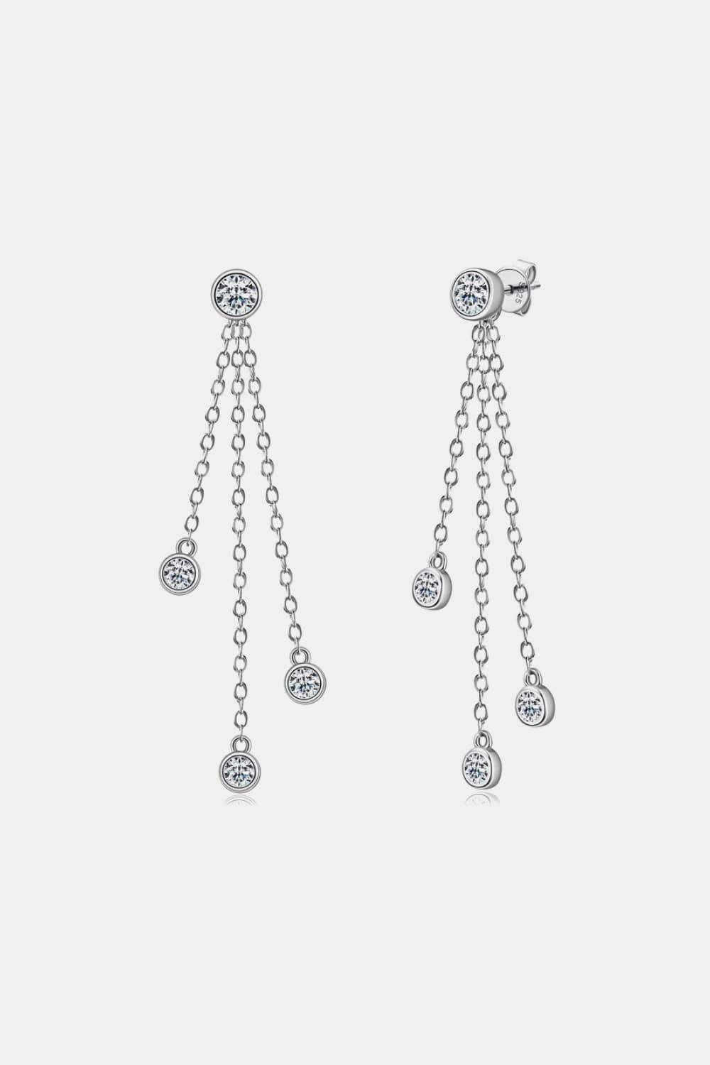1.2 Carat Moissanite Layered Chain Earrings CaRaUaNa Fashion
