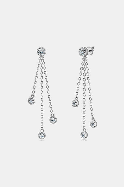 1.2 Carat Moissanite Layered Chain Earrings CaRaUaNa Fashion