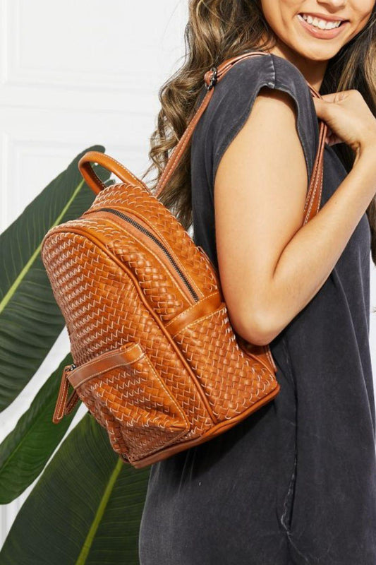 SHOMICO Certainly Chic Faux Leather Woven Backpack Carauana Store