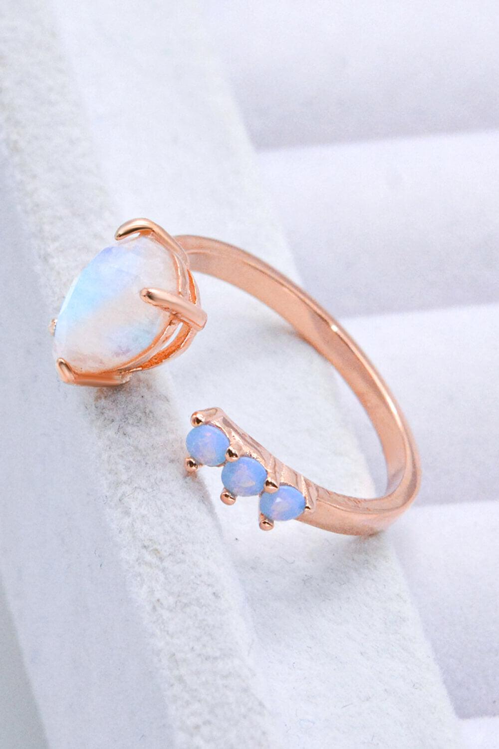 18K Rose Gold-Plated Moonstone Open Ring Carauana Store