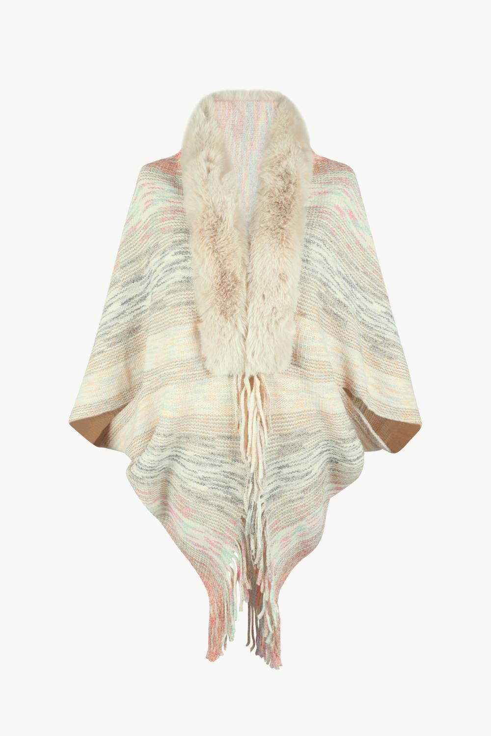 Open Front Fringe Hem Poncho Carauana Store