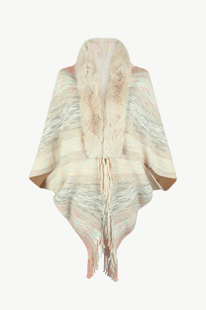 Open Front Fringe Hem Poncho Carauana Store
