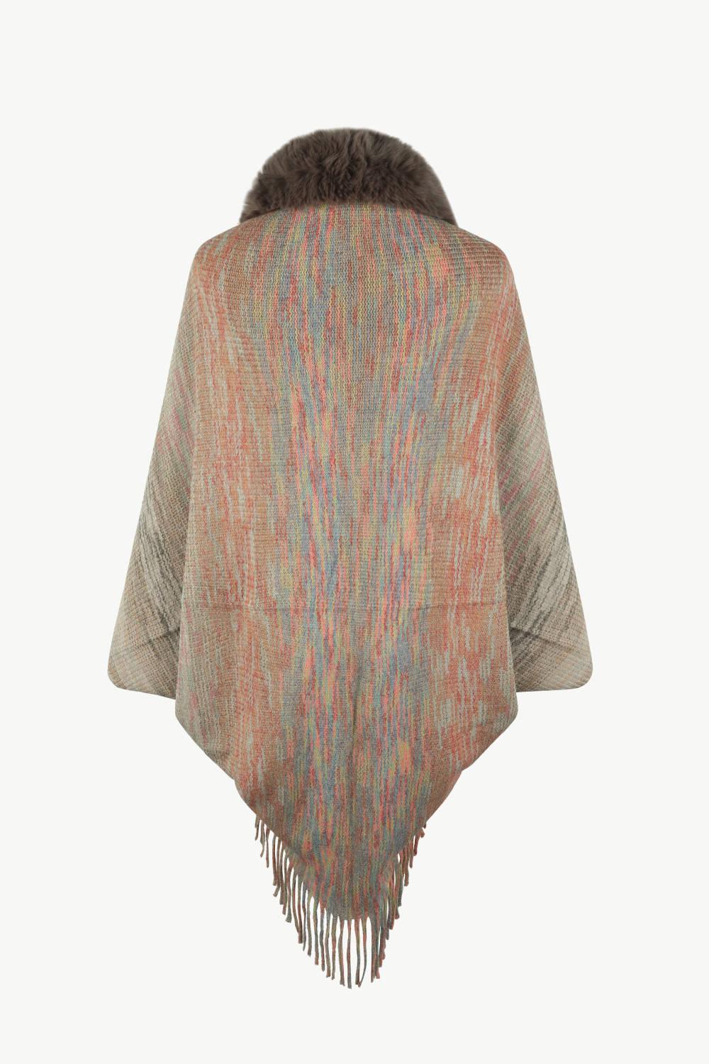 Open Front Fringe Hem Poncho Carauana Store