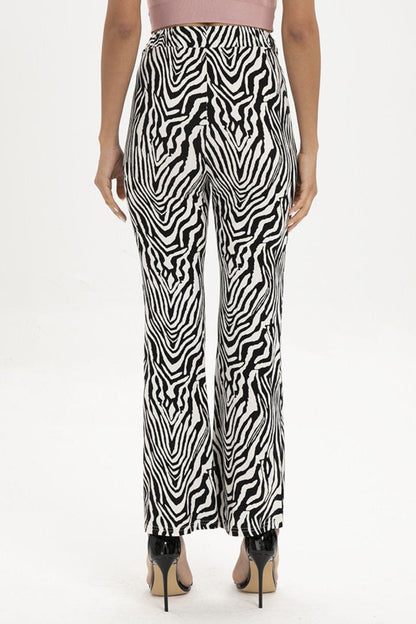 Zebra Print Straight Leg Pants CaRaUaNa Fashion