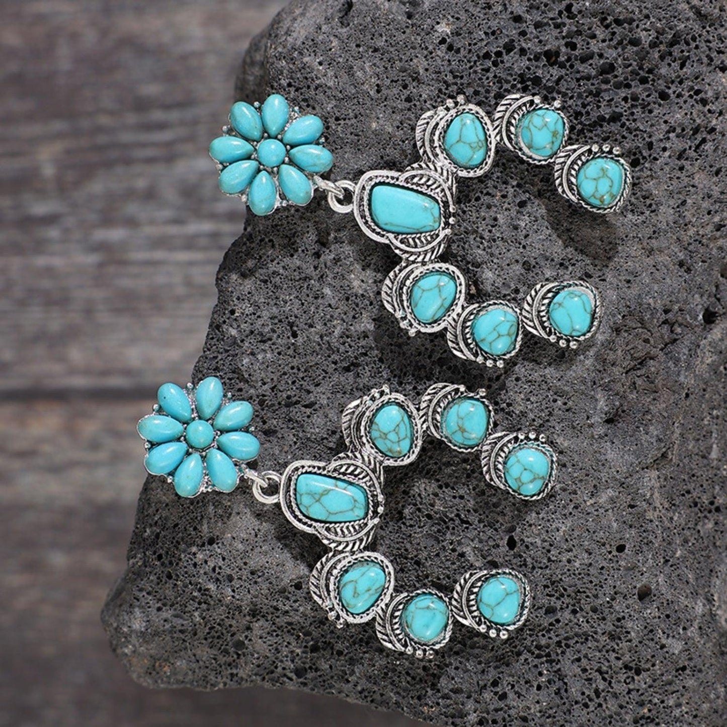 Artificial Turquoise Alloy Dangle Earrings CaRaUaNa Fashion