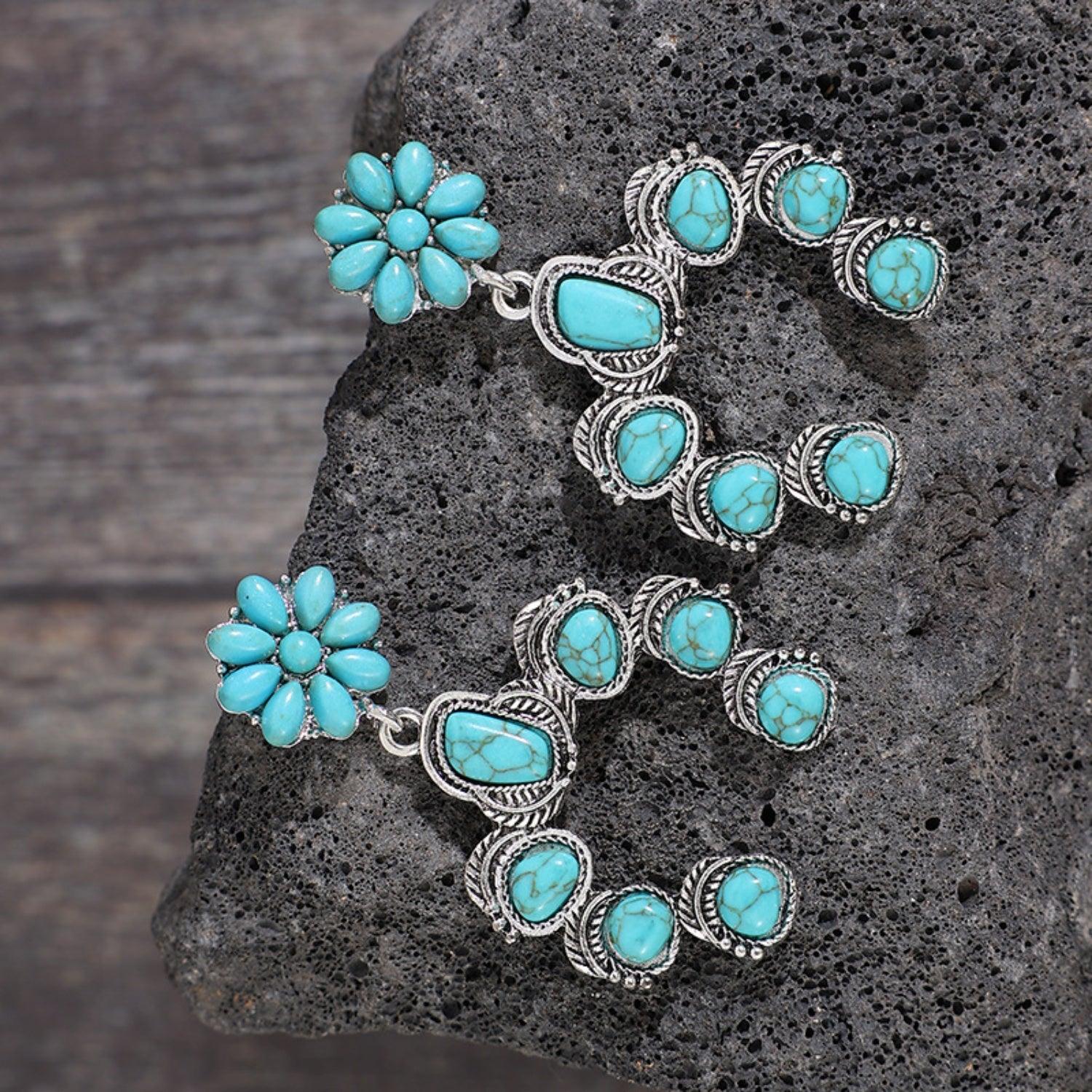 Artificial Turquoise Alloy Dangle Earrings CaRaUaNa Fashion