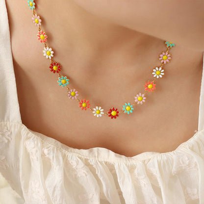 Titanium Steel Oil Drip Flower Necklace Carauana Store