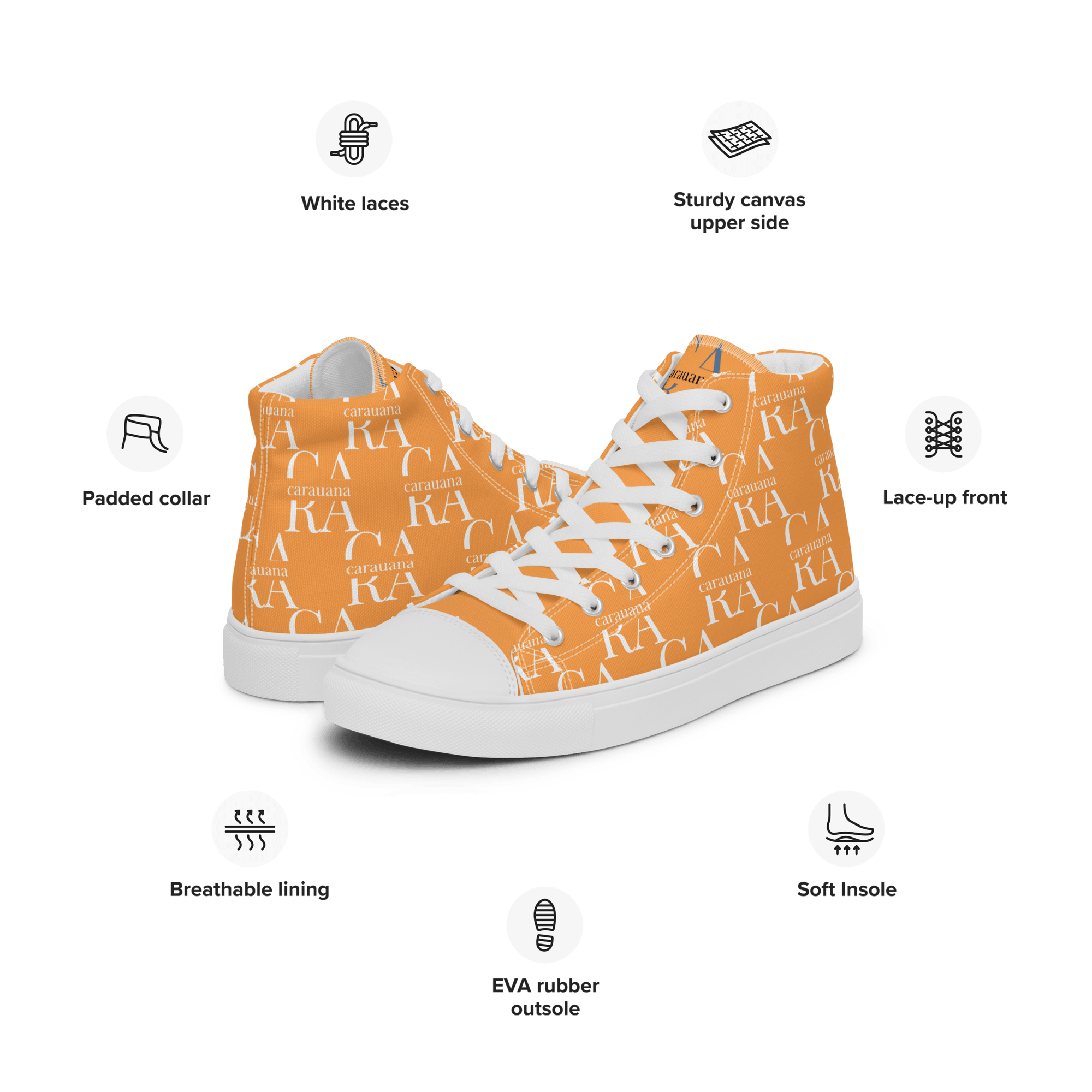 CARAUANA Hip Hop canvas shoes Orange Branded Carauana Store